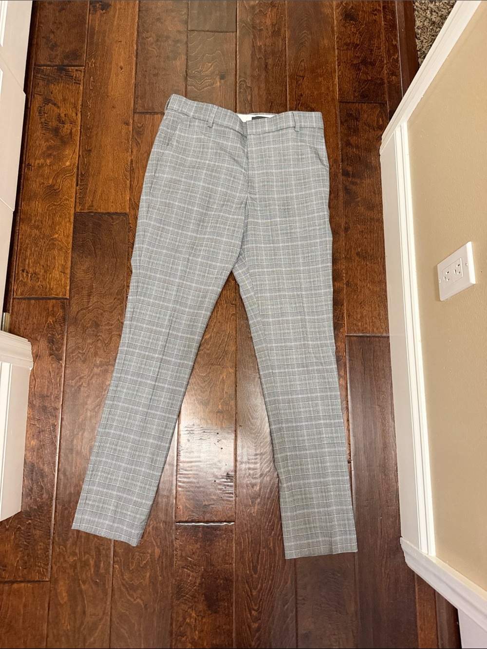 H&M Light Gray Plaid Men's Dress Pants